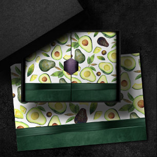 Avocado Blossoms Dark Green Rustic Fruit Pattern Tissue Paper