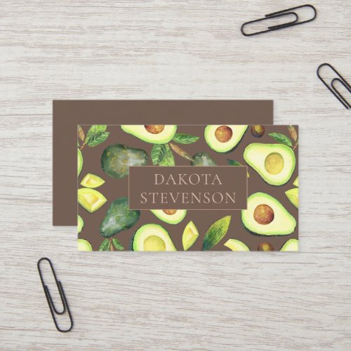 Avocado Blossoms  Dark Green Rustic Professional Business Card