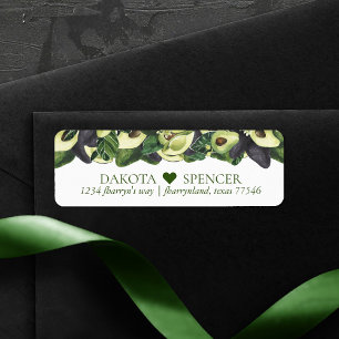 Avocado Blossoms dark rustic fruit heart address Label
