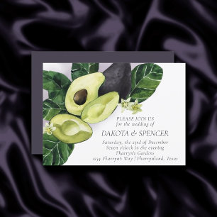 Avocado Blossoms Moody Green and Eggplant Purple Invitation