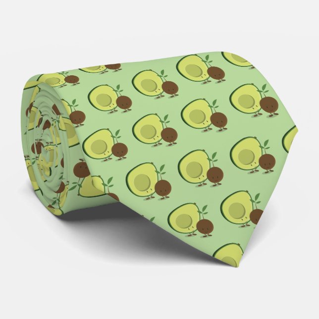Avocado Cartoon Characters Novelty Food Neck Tie (Rolled)