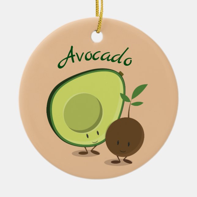 Avocado Characters Food Ceramic Ornament (Front)
