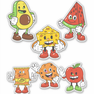Avocado cheese watermelon apple cookies Pack 6 Sticker