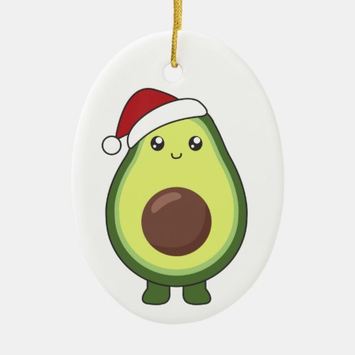 Avocado Christmas Lights Funny Avocados Adult Clot Ceramic Ornament