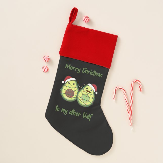 Avocado Christmas Lights Funny Avocados Adult Clot Christmas Stocking (Front)