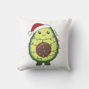 Avocado Christmas Lights Funny Avocados Adult Clot Throw Pillow