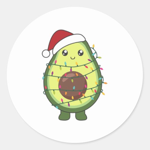 Avocado Christmas Lights Funny Avocados Classic Round Sticker