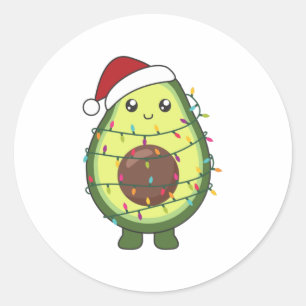 Avocado Christmas Lights Funny Avocados Classic Round Sticker