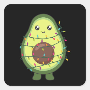 Avocado Christmas Lights Funny Avocados Square Sticker