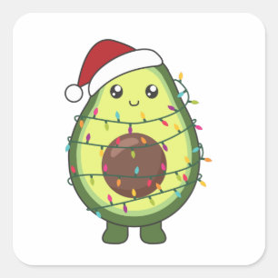 Avocado Christmas Lights Funny Avocados Square Sticker
