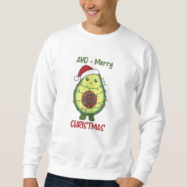 Avocado Christmas Lights Funny Avocados Sweatshirt (Front)