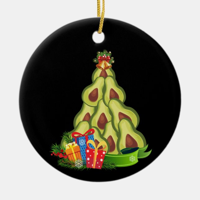 Avocado Christmas Tree - Avocado Lover Ceramic Ornament (Front)