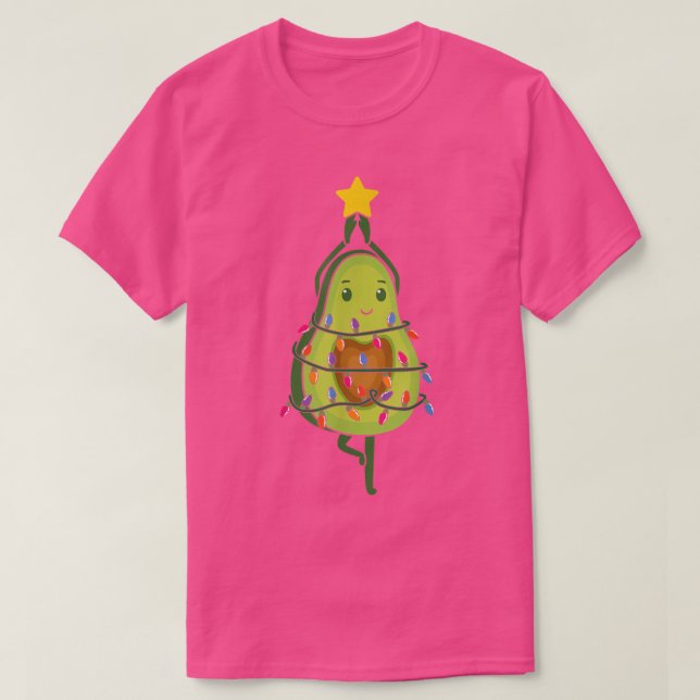 Avocado Christmas Tree Lights Xmas Vegetarian Cost T-Shirt (Design Front)