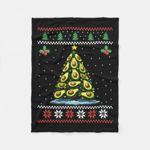 Avocado Christmas Tree Ugly Christmas Sweater Xmas Fleece Blanket