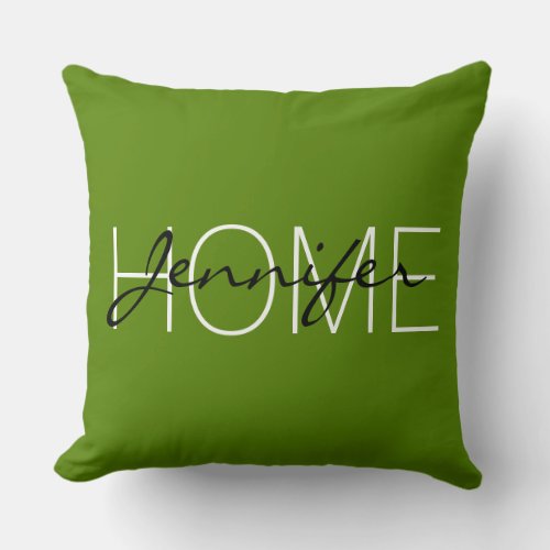 Avocado color home monogram throw pillow