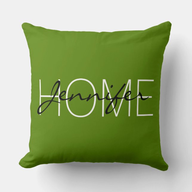 Avocado color home monogram throw pillow (Front)