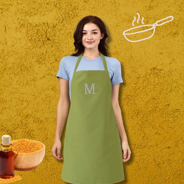 Avocado  color -monogrammed  apron (Creator Uploaded)