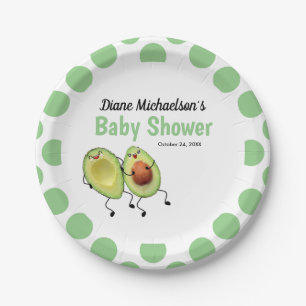 Avocado Couple Baby Shower Paper Plates