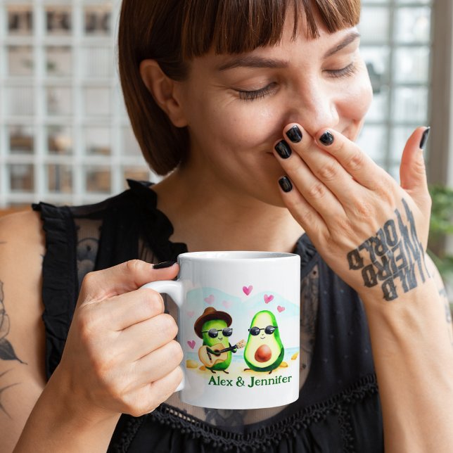 Avocado Couple  Coffee Mug (Personalized Couple Mug with Cute Avocados | Custom Name Coffee Cup Gift)