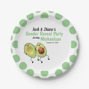 Avocado Couple Gender Reveal Party Paper Plates