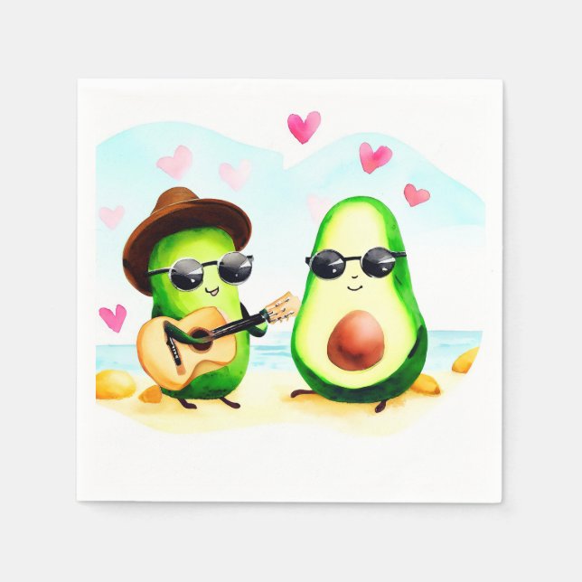 Avocado Couple Wedding  Napkins (Front)