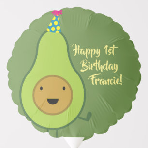 Avocado Cute 1st Birthday Mylar Balloon