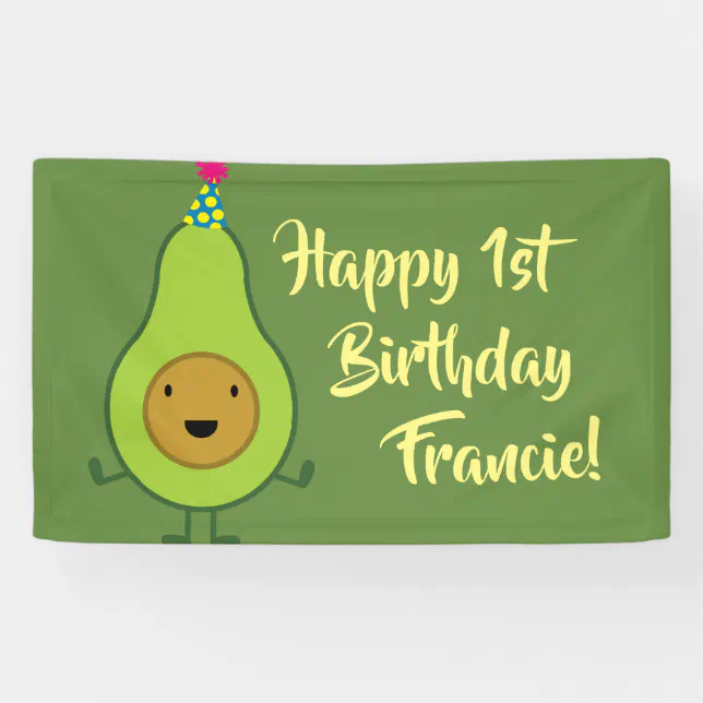 Avocado Cute 1st Birthday Party Banner Decor | Zazzle