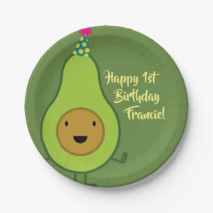 Avocado Cute 1st Birthday Plates