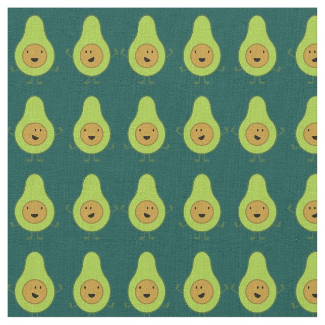 Avocado Cute Kids Cartoon Fabric (Close Up)
