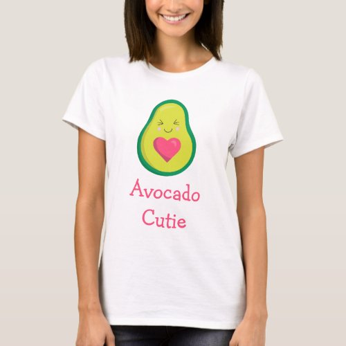 Avocado Cutie Pink Heart T_Shirt