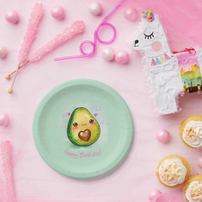 Avocado Cutie, Your Text - Paper Plate (Party)