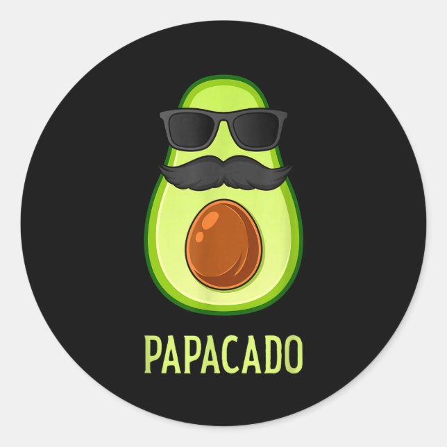 Avocado Dad Papacado Funny Daddy Father Avocado  Classic Round Sticker (Front)