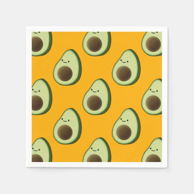 Avocado Drawing Pattern Napkins (Front)