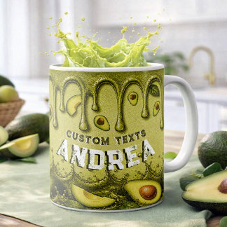 Avocado Drip Retro Favor | Earthy Light Green Name Coffee Mug