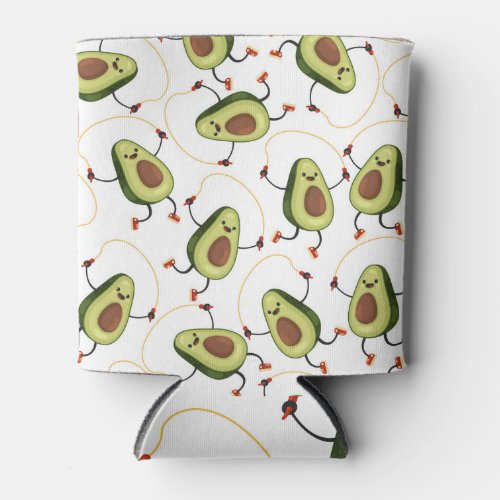 Avocado Fitness Cute Vintage Pattern Can Cooler
