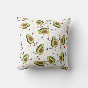 Avocado Fitness: Cute Vintage Pattern Throw Pillow