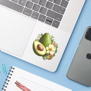 Avocado Floral Aesthetic Artwork Vegan Sticker