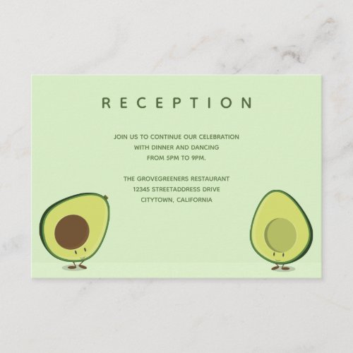 Avocado Food Characters Green Wedding Reception Enclosure Card