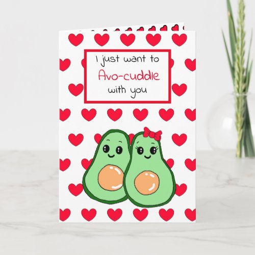 Avocado Food Pun Cute Happy Valentines Day Card