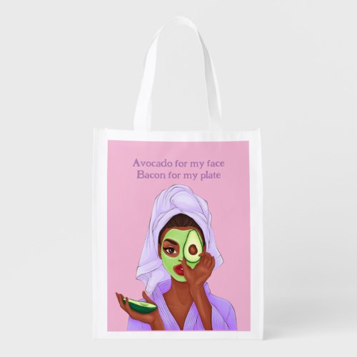Avocado For My Face Black Lady Grocery Bag