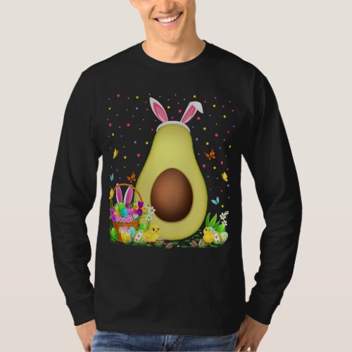 Avocado Fruit Easter Egg Hunt Bunny Avocado Easter T_Shirt