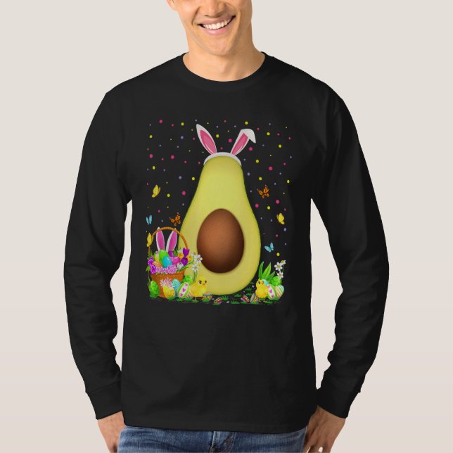 Avocado Fruit Easter Egg Hunt Bunny Avocado Easter T-Shirt (Front)
