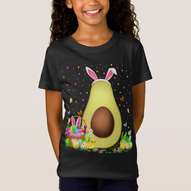 Avocado Fruit Easter Egg Hunt Bunny Avocado Easter T-Shirt (Front)