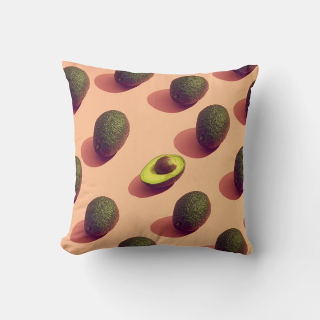 Avocado Fruit Potrait Throw Pillow (Front)