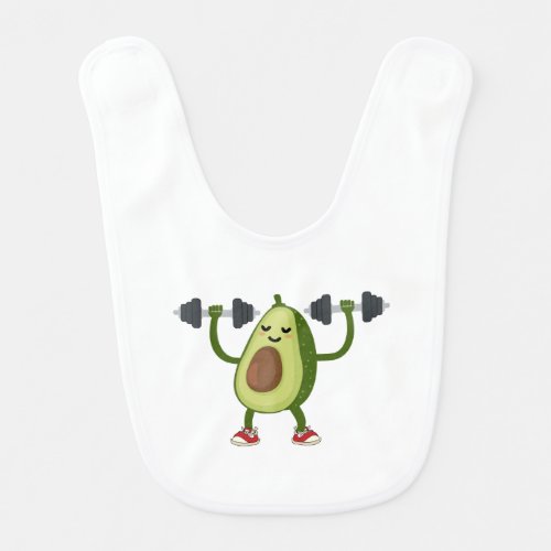 Avocado Fruit weights lifting Fitness Workout Gift Baby Bib