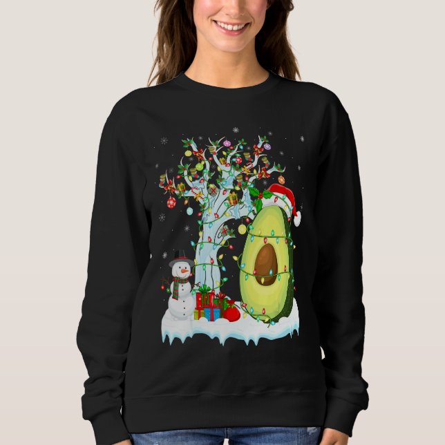 Avocado Fruit Xmas Tree Lighting Santa Hat Avocado Sweatshirt (Front)