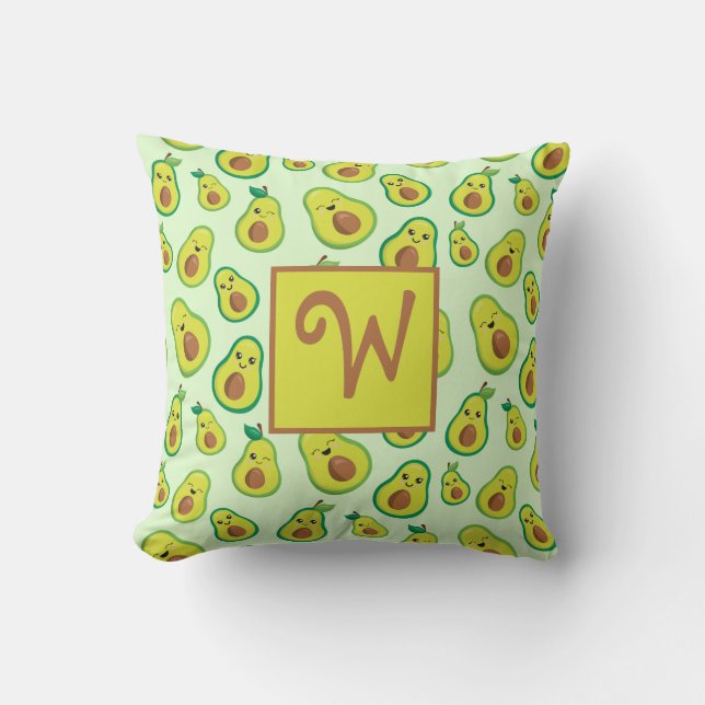 Avocado Fun Throw Pillow (Front)