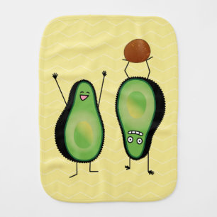 Avocado funny cheering handstand green pit baby burp cloth