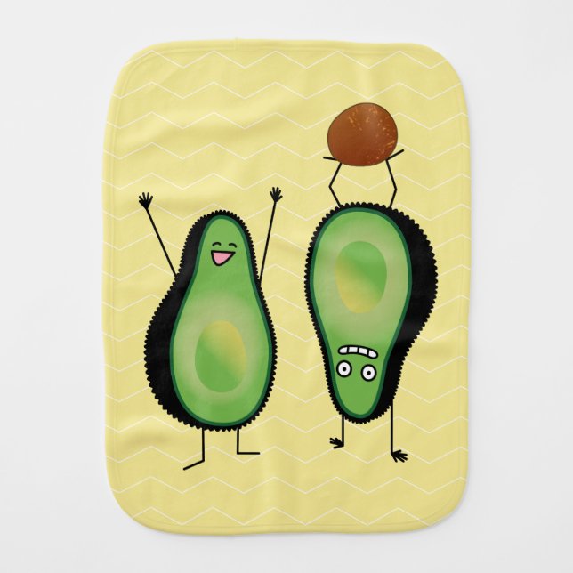 Avocado funny cheering handstand green pit baby burp cloth (Front)