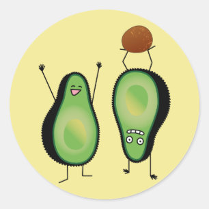 Avocado funny cheering handstand green pit classic round sticker